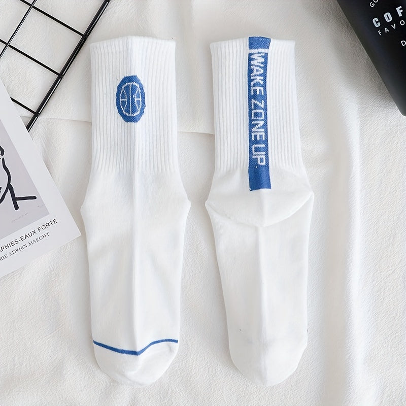 Autumn Winter Breathable Letter Graphic Sports Couple Socks