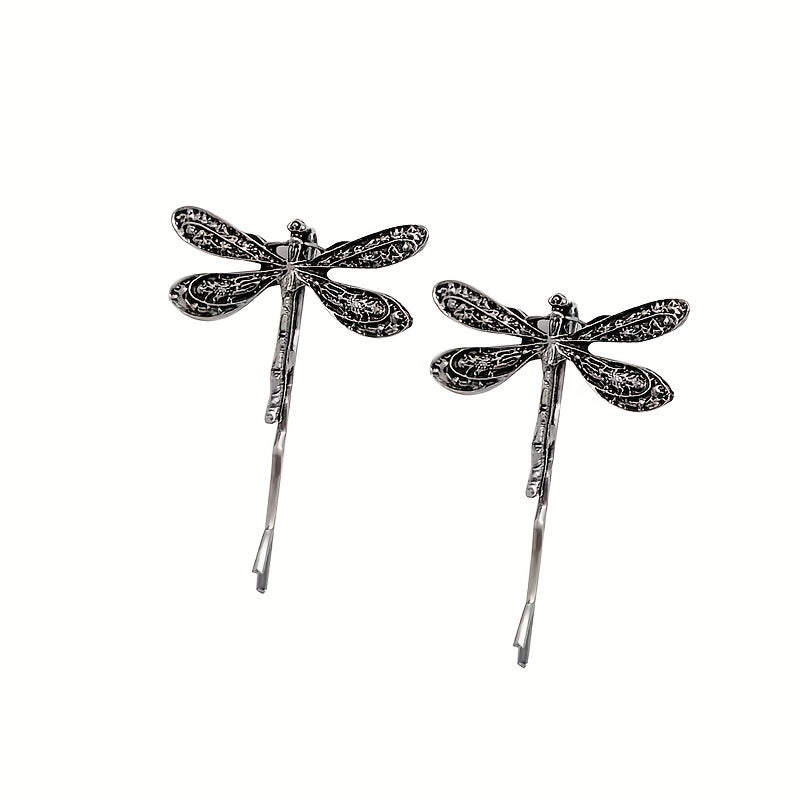 2pcs Vintage Silver Dragonfly Hairpins Bridal Hair Accessories