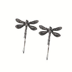 2pcs Vintage Silver Dragonfly Hairpins Bridal Hair Accessories