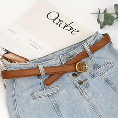 Metal Oval Pin Buckle Belts Casual PU Leather Jeans Pants Belt Women Dress Acces