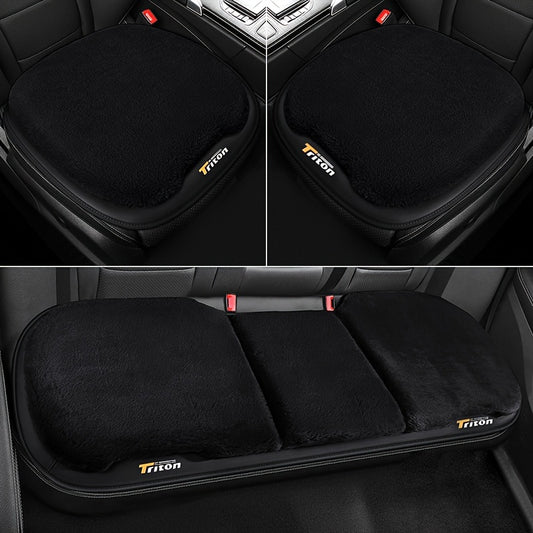 3pcs Winter Car Seats Pad Thickened Plush Warm Car Seats Cushion