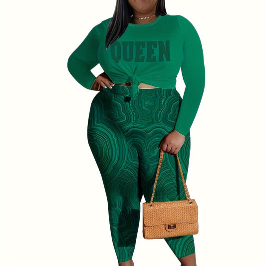  Women's Casual Letter Print Top & Pants Set