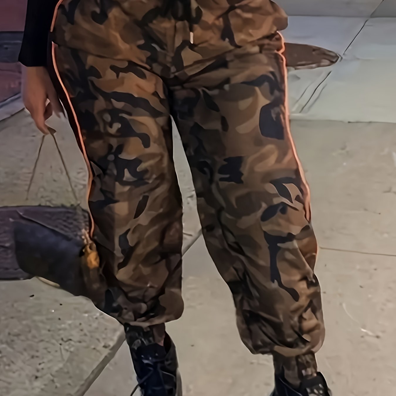Women's Plus Camo Print Side Striped Joggers