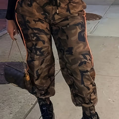 Women's Plus Camo Print Side Striped Joggers