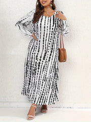  Striped Long Sleeve High Stretch Dress
