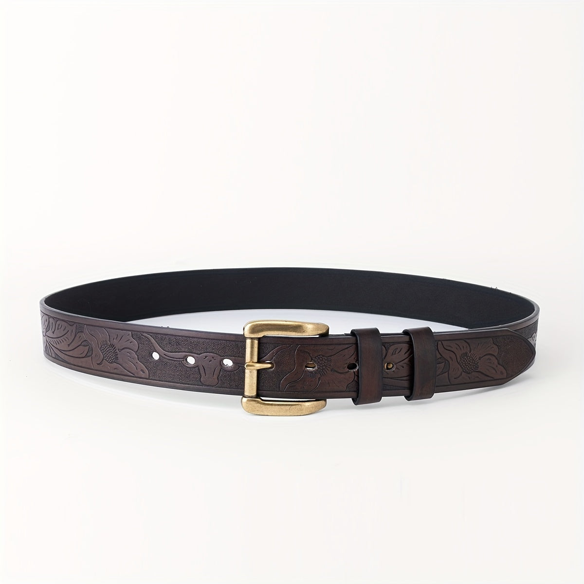 Floral Pattern Belt Western Cowboy Leather Vintage Belt For Men