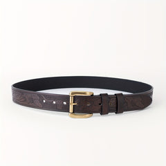 Floral Pattern Belt Western Cowboy Leather Vintage Belt For Men