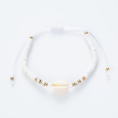 Hot Ocean Style Shell Gemstone Silicone Beaded Bracelet Hand Woven Adjustable