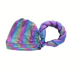 Braid Big Turban Cap Elastic Beanie Women Headwear Pre Tied Chemo Hats