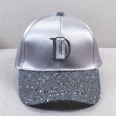 Glitter Bright Baseball Cap D Label Decor Solid Couple Sun Hat
