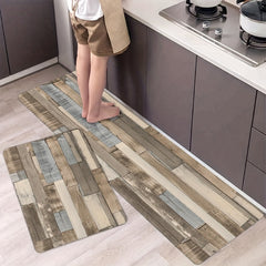Wood Printed Anti Fatigue Kitchen Rug Waterproof Non Slip