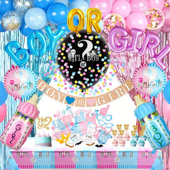 79pcs Gender Reveal Decoration Set with Foil Balloons & Print Balloons