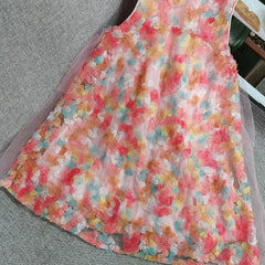 Girls Cute Flower Sleeveless Dress for Summer