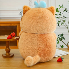 Orange Tabby Kitty Plush Toy with Fishing Habit Soft Stuffed Cat Doll 24