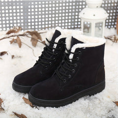 Women's Plush Mid Calf Boots Round Toe Winter Platform Sneakers
