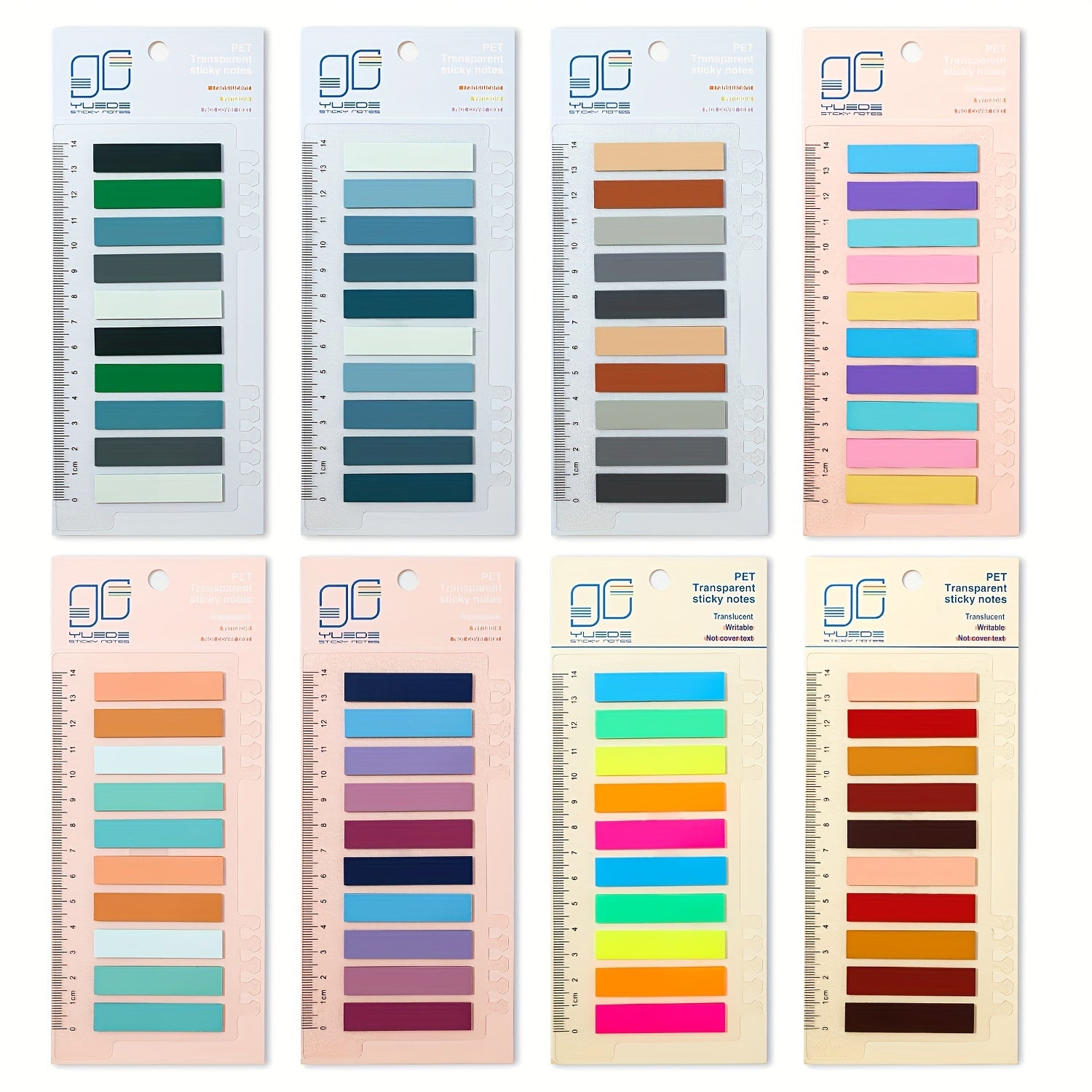 200 Assorted Translucent Sticky Notes Index