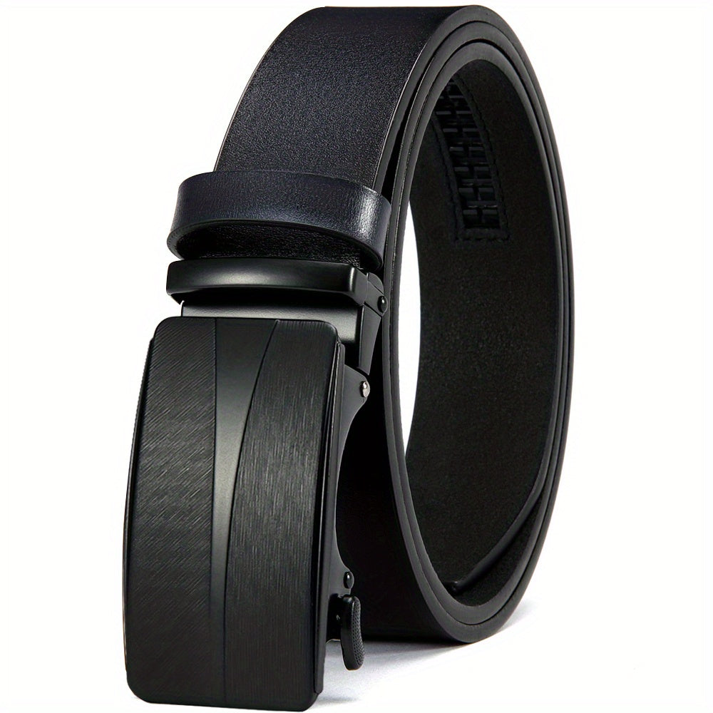 1pc Men's Leather Ratchet Belt Automatic Buckle Belts