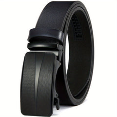 1pc Men's Leather Ratchet Belt Automatic Buckle Belts
