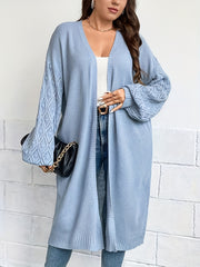 Women's Plus Size Knit Lantern Sleeve Cardigan