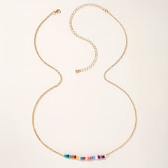 Colorful Beaded Golden Metal Belly Chain Waistband for Women