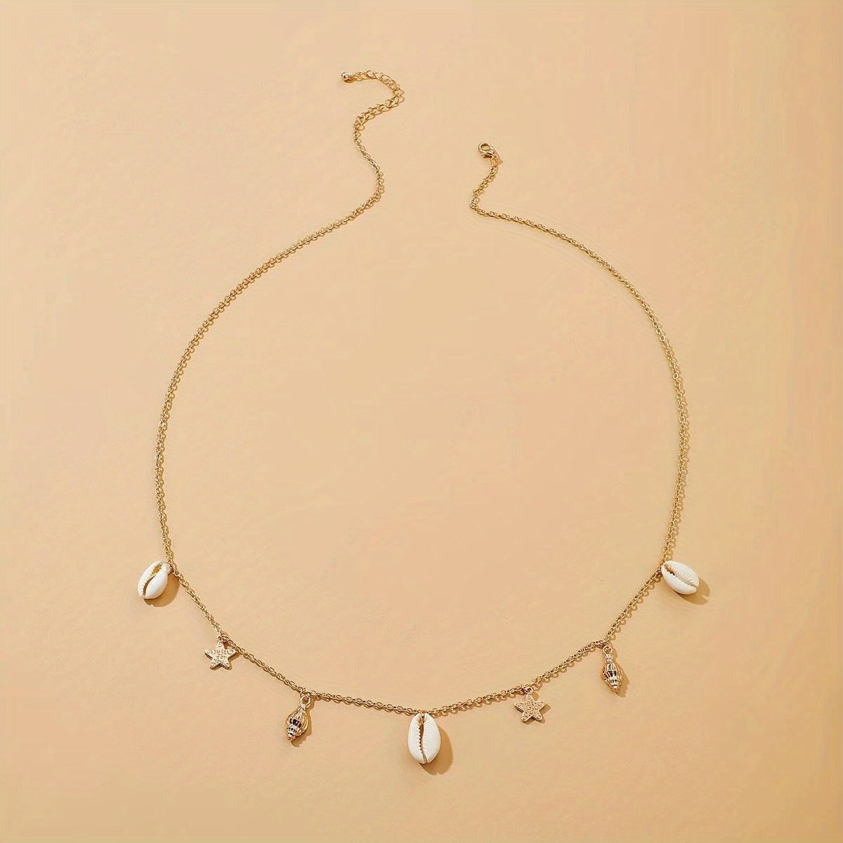 Metal Waist Chain with Shell Conch Starfish Tassel Pendant