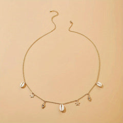 Metal Waist Chain with Shell Conch Starfish Tassel Pendant