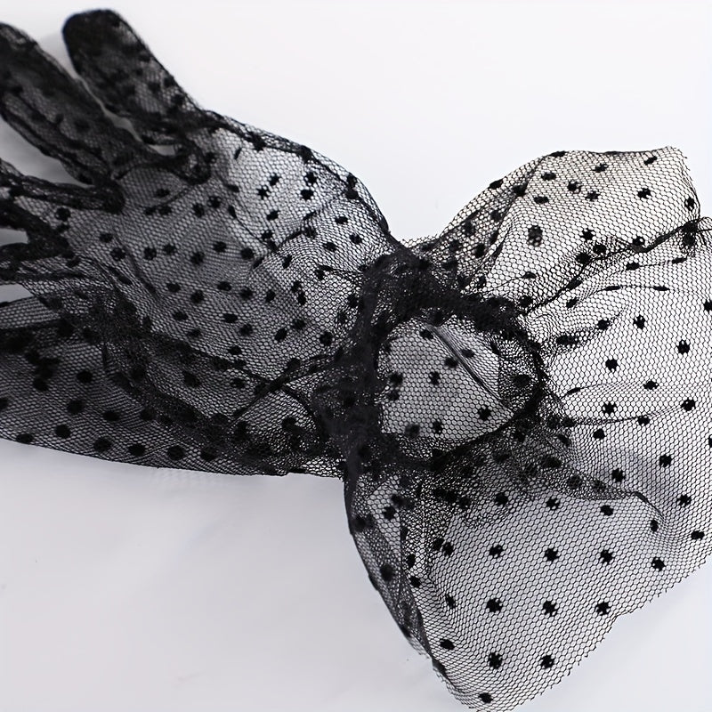 Polka Dot Lace Gloves Women Breathable Cycling Gloves Wedding Bridal