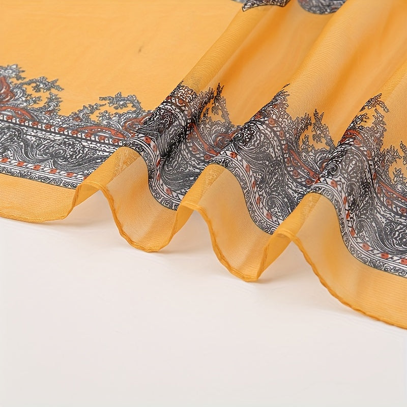 Boho Chiffon Scarf Paisley Print Thin Shawl Silk Head Wrap