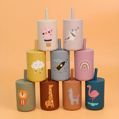 6oz Silicone Kids Cups with Straws and Lids for Training