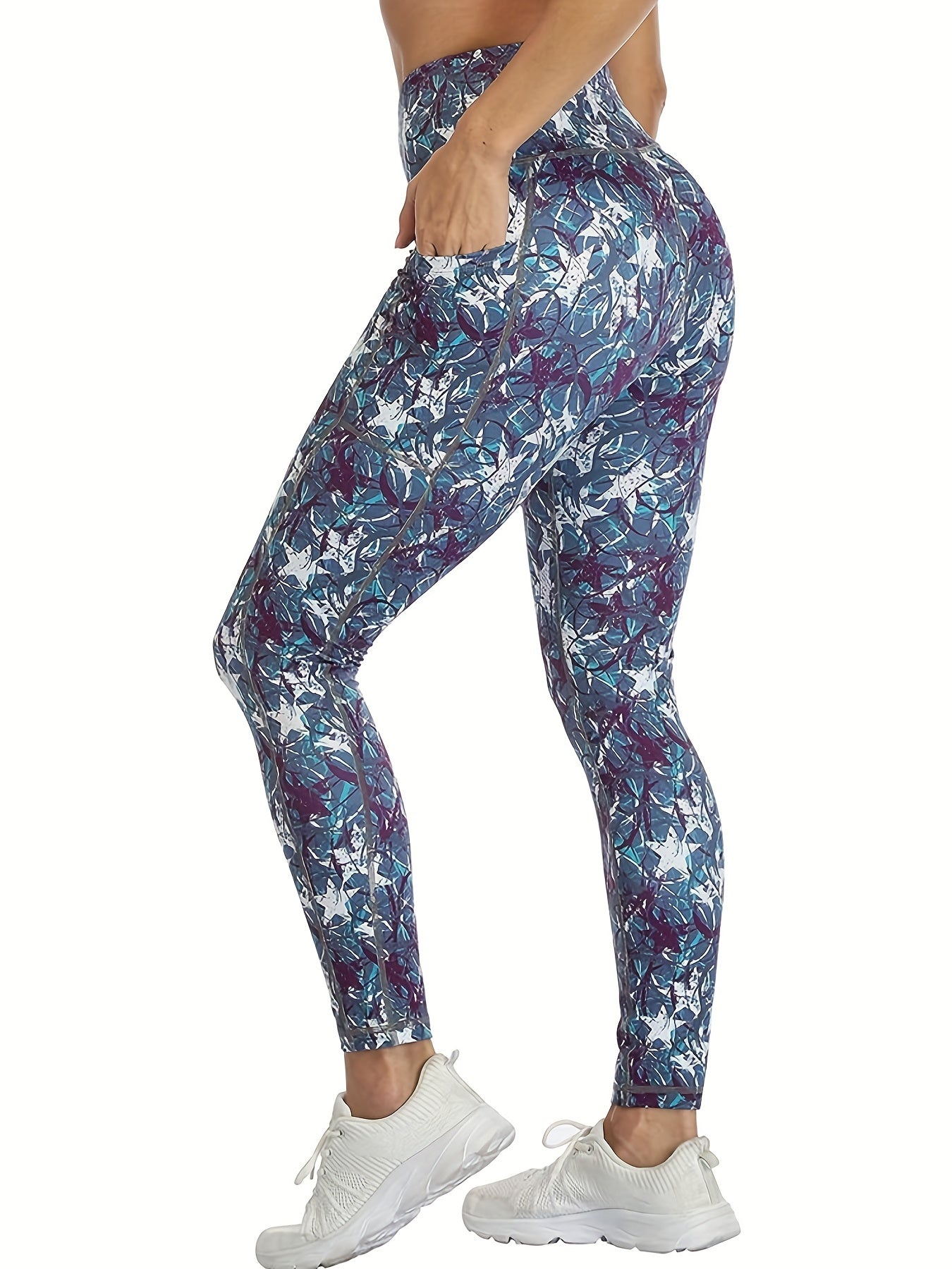 Star Graphic Yoga Leggings High Waist Workout Running Gym Pants Women's