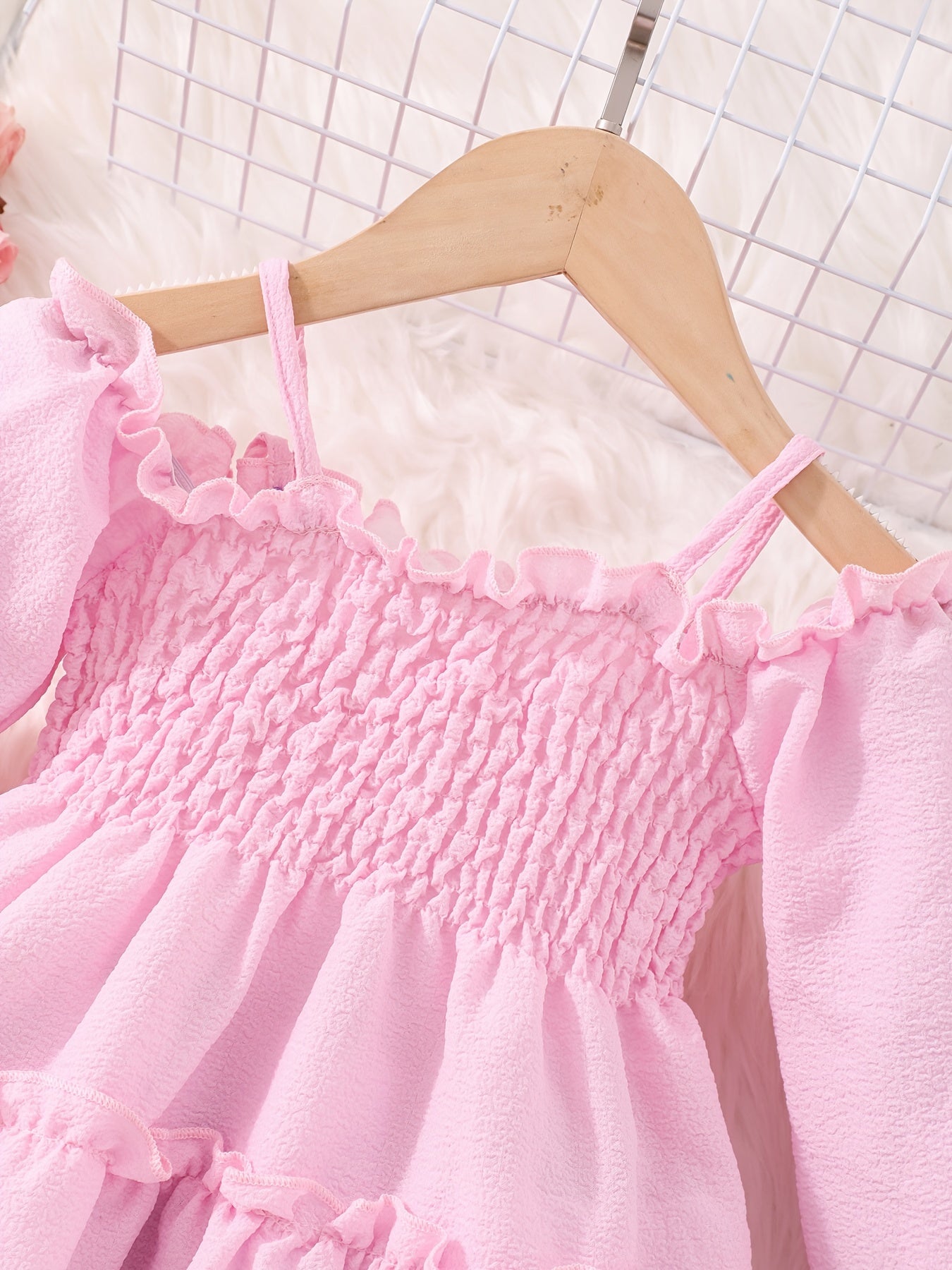 Off Shoulder Princess Dress For Girls Long Sleeve Vacation Dress Kids Clothing