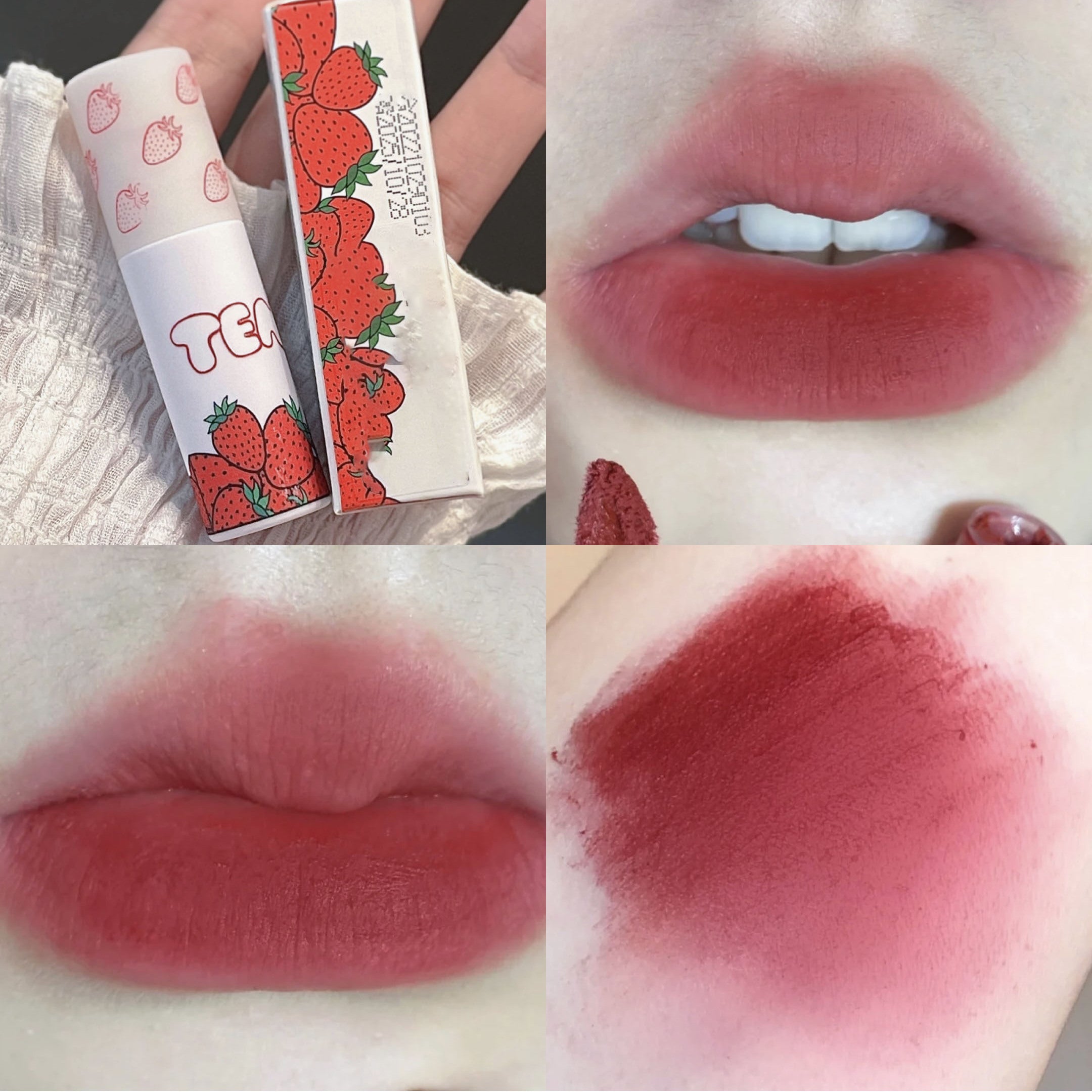 Strawberry Lip Gloss Matte Velvet Lip Glaze Long Lasting Makeup