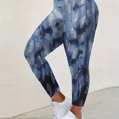  Casual Leggings Women's Plus Random Print High Rise Leggings