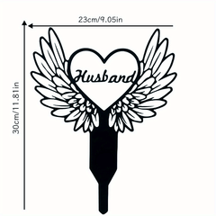 Metal Heart With Wings Memorial Garden Stake Sympathy Sign Tombstone Memorial