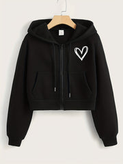 Women's Zip Up Crop Hoodie with Pocket