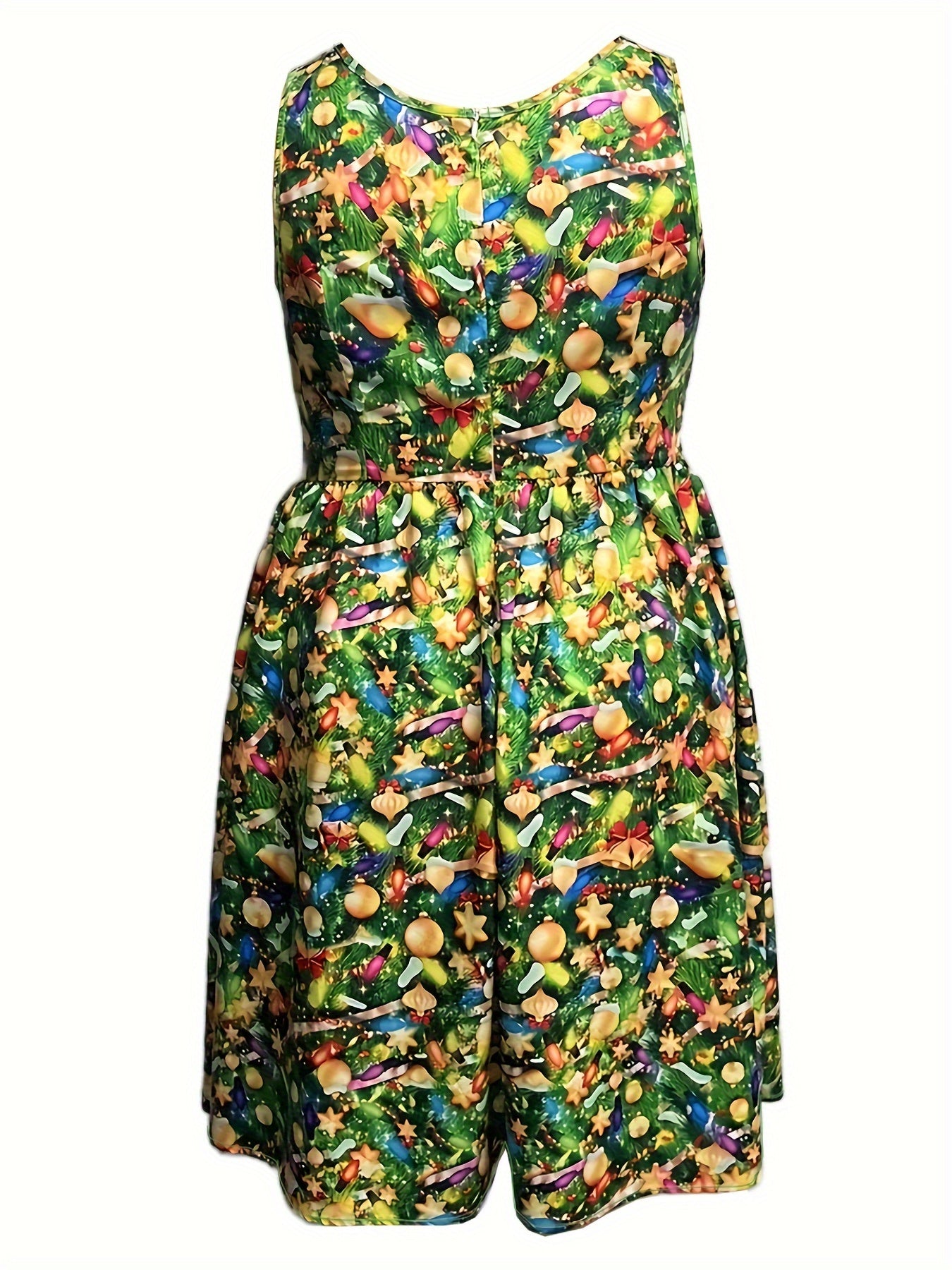  Christmas Dress Women's Round Neck Allover Print Tank