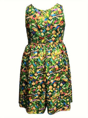  Christmas Dress Women's Round Neck Allover Print Tank
