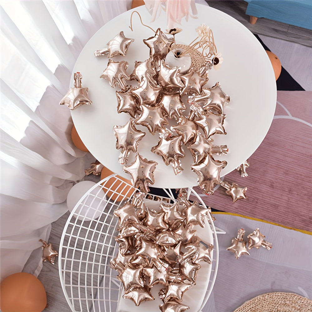 50pcs Rose Gold Star Foil Balloon Wedding Birthday Graduation Celebration Decor
