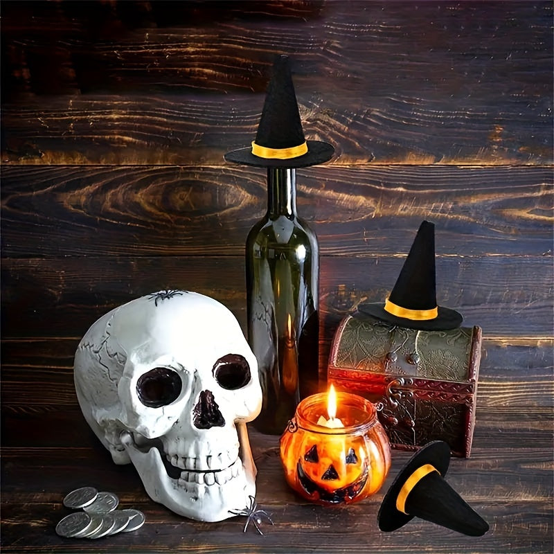 5pcs Halloween Mini Felt Witch Hats Family Yard Party Bar Wine Bottle Decoration