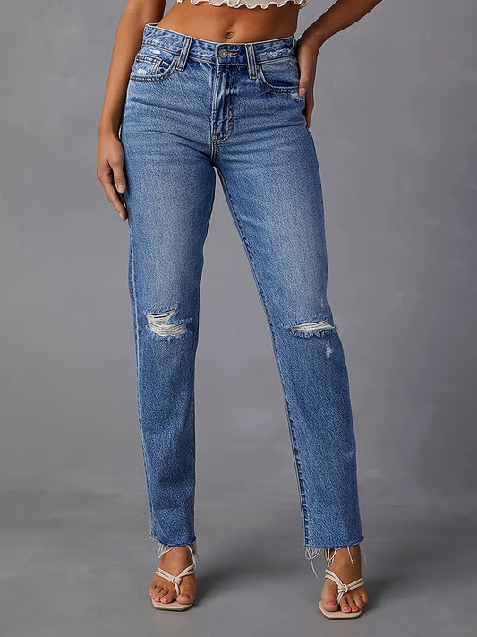  Washed Ripped High Stretch Jeans