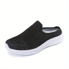 Women's Knit Mule Sneakers Slip On Flats Non Slip Outdoor Shoes
