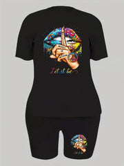  Women's Graphic Print Top & Shorts Set
