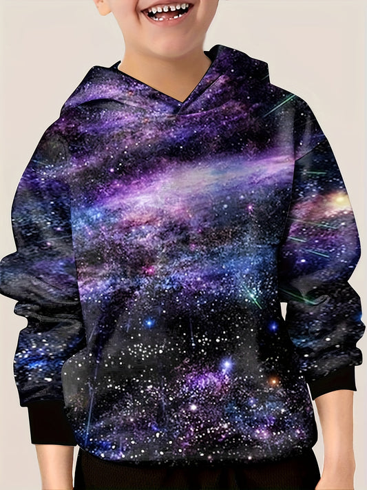3D Universe Pattern Hoodie For Kids Casual Hooded Long Sleeve Top