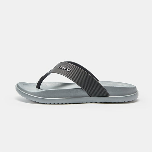 LUOFU Men's Quick Dry Non Slip Beach Flip Flops Grey