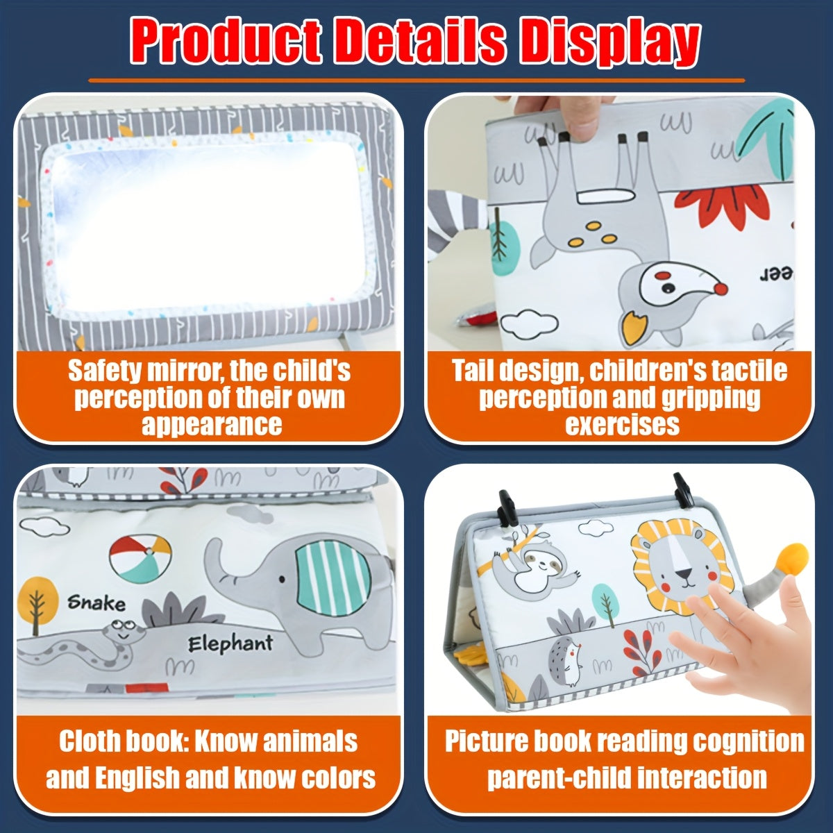 Time Mirror Cloth Book Visual Stimulation Toy Vision Training Foldable