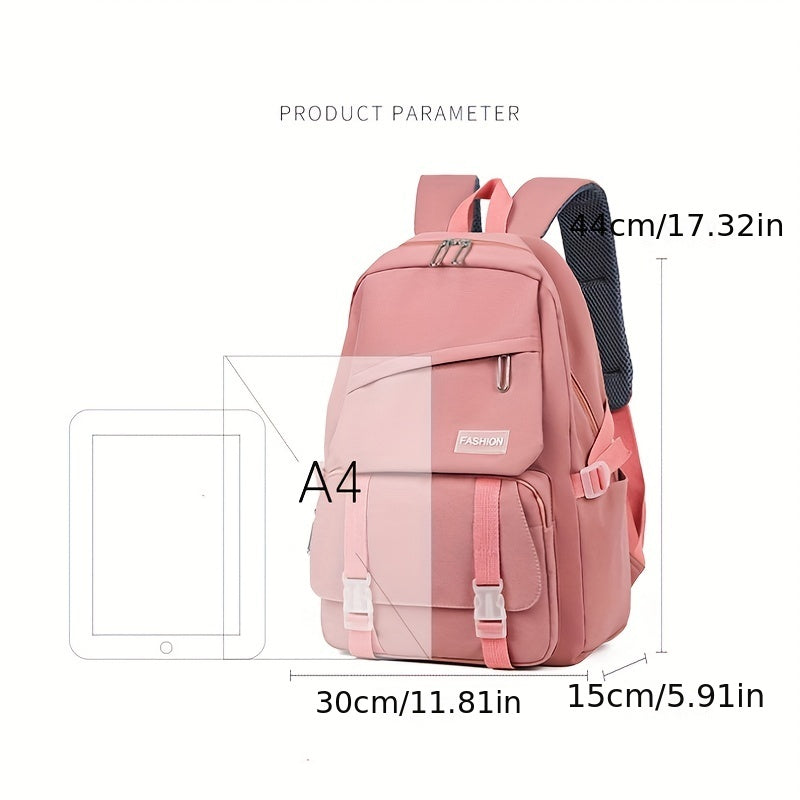 Large Capacity Preppy Backpack Lightweight Laptop Campus Daypack