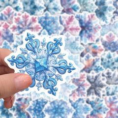 54pcs Ice Crystal Snowflake Vinyl Stickers Mixed Colors