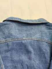 Women's Plus Denim Jacket Long Sleeve Zipper Collar Casual Top