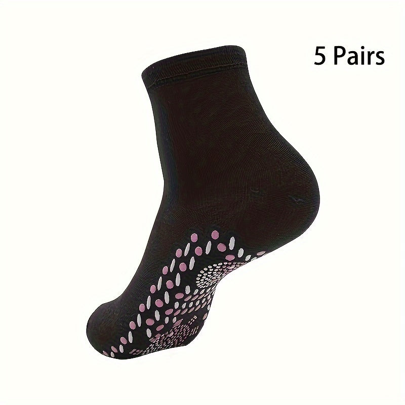 5 Pairs Solid Crew Socks Comfy & Soft Mid Tube Socks Women's Stockings