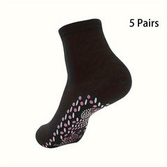 5 Pairs Solid Crew Socks Comfy & Soft Mid Tube Socks Women's Stockings